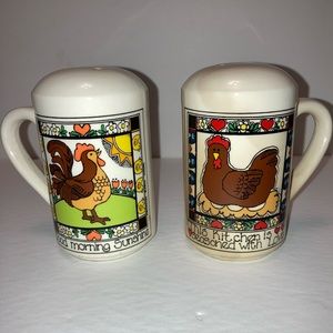 1982 Enesco Susan Marie McChesney Chicken Salt and Pepper Shakers | Chicken Farm